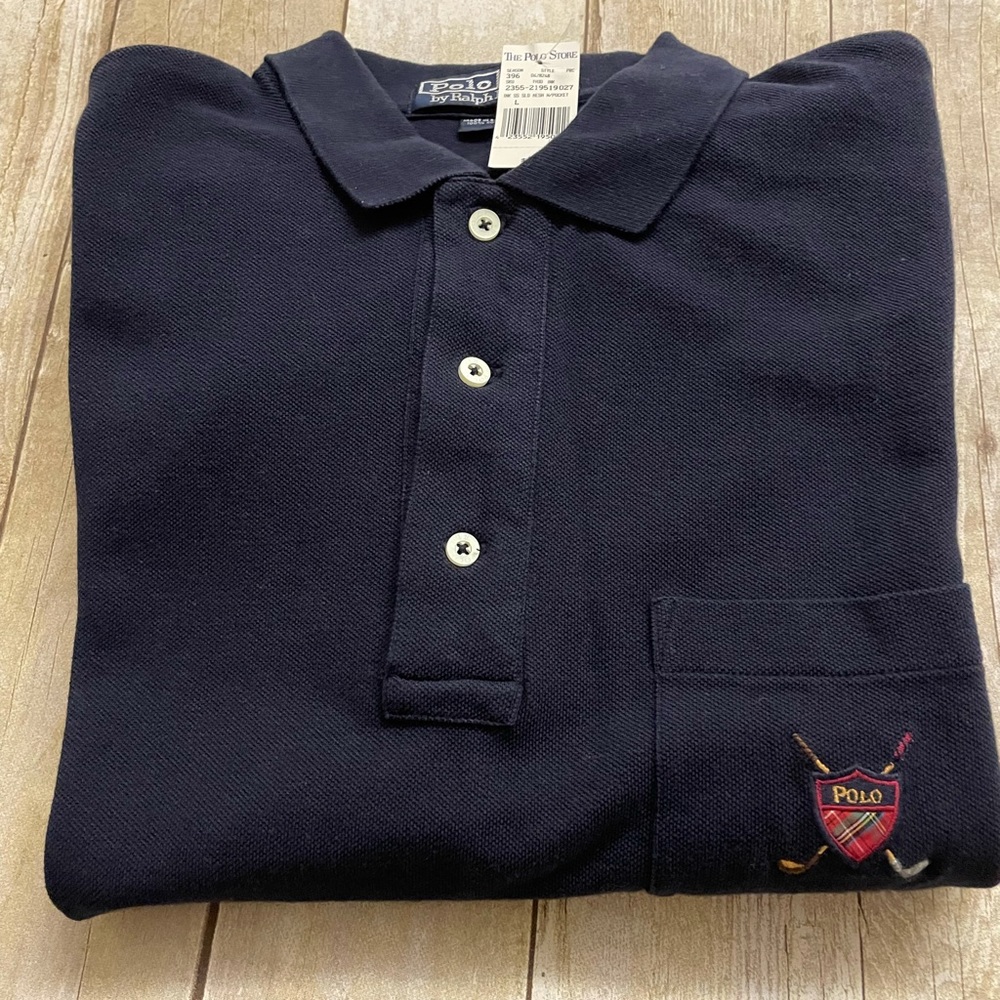 New With Tags Ralph Lauren Polo Golf Shirt with Pocket Ana you Blue Size Large
